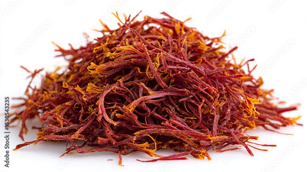 Fototapeta premium Pile Of Saffron Threads On White Background