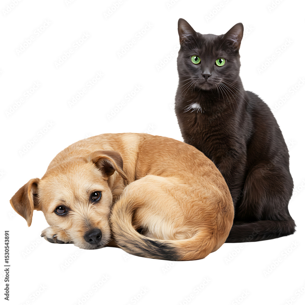 Obraz premium Dog and Cat Companionship: A heartwarming scene