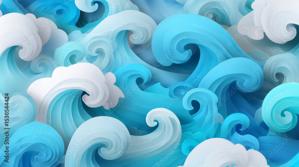 Ocean surface wave seamless. Underwater cartoon liquid pattern river and sea vector background Ocean surface wave seamless. Underwater cartoon liquid pattern river and sea vector background