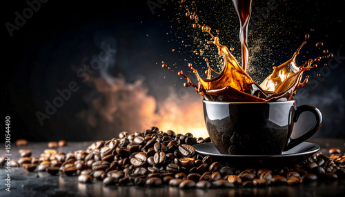 café expresso, concept explosion de saveur, tasse et grain pour bar restaurant
