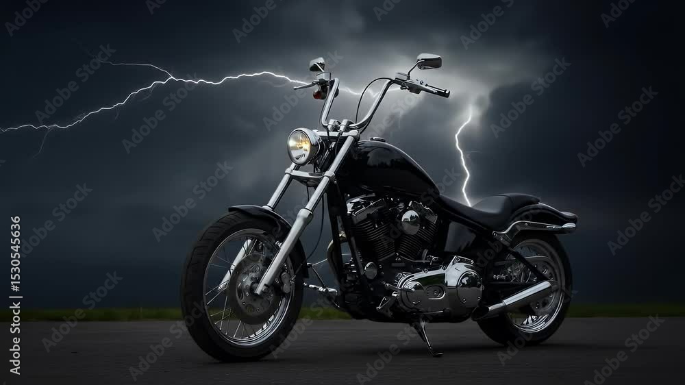 Motorcycle under dramatic stormy sky Motorcycle under dramatic stormy sky