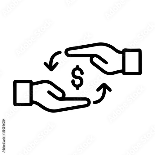 Money Exchange Icon – Financial Transaction Line Art Symbol for Banking and Trade