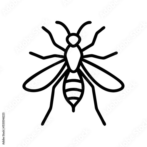 Mosquito Icon Outline – Insect Line Art Symbol for Nature and Pest Control