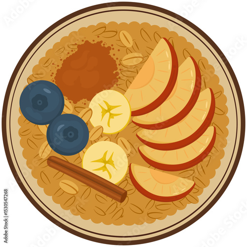 Oatmeal with Fruits Illustration