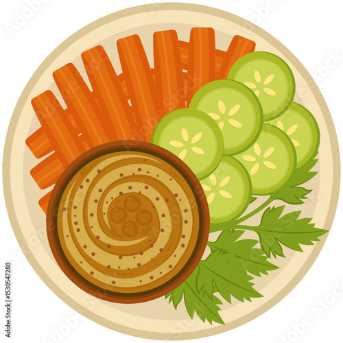 Hummus with Veggie Sticks Illustration
