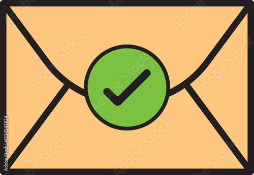 Email Success Sent Icon, Envelope With Check Mark Symbol
