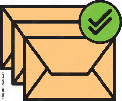 Email Success Sent Icon, Envelope With Check Mark Symbol