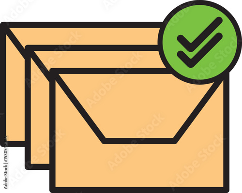 Email Success Sent Icon, Envelope With Check Mark Symbol
