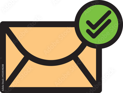 Email Success Sent Icon, Envelope With Check Mark Symbol
