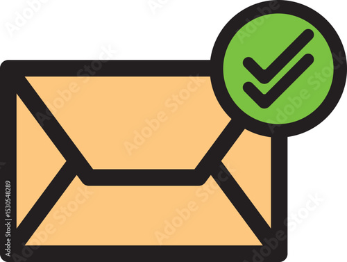 Email Success Sent Icon, Envelope With Check Mark Symbol
