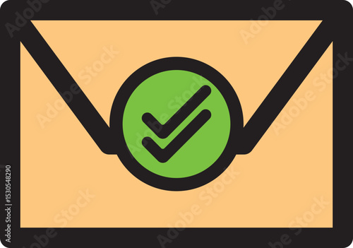 Email Success Sent Icon, Envelope With Check Mark Symbol