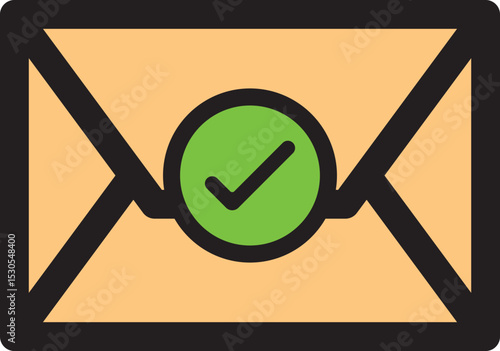 Email Success Sent Icon, Envelope With Check Mark Symbol