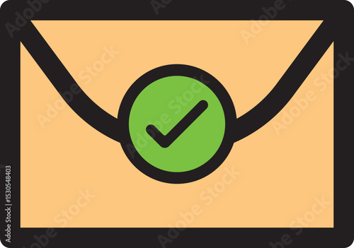 Email Success Sent Icon, Envelope With Check Mark Symbol