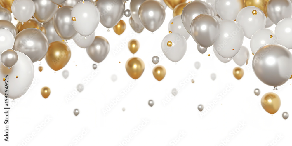 silver white and gold balloons isolated on white background PNG silver white and gold balloons isolated on white background PNG