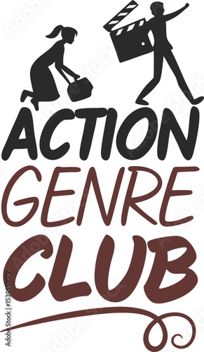 Action Genre Club typography Design Print Ready eps cut file 