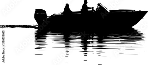 Silhouette of a motorboat on water