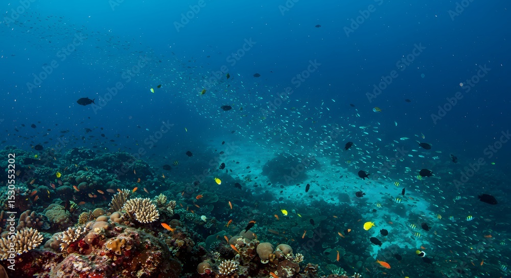 Vibrant Underwater Seascape Coral Reef and Fish Schools Vibrant Underwater Seascape Coral Reef and Fish Schools