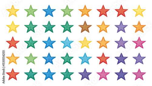 Colored Star Icon Set for Ratings, Favorites, and Achievements

