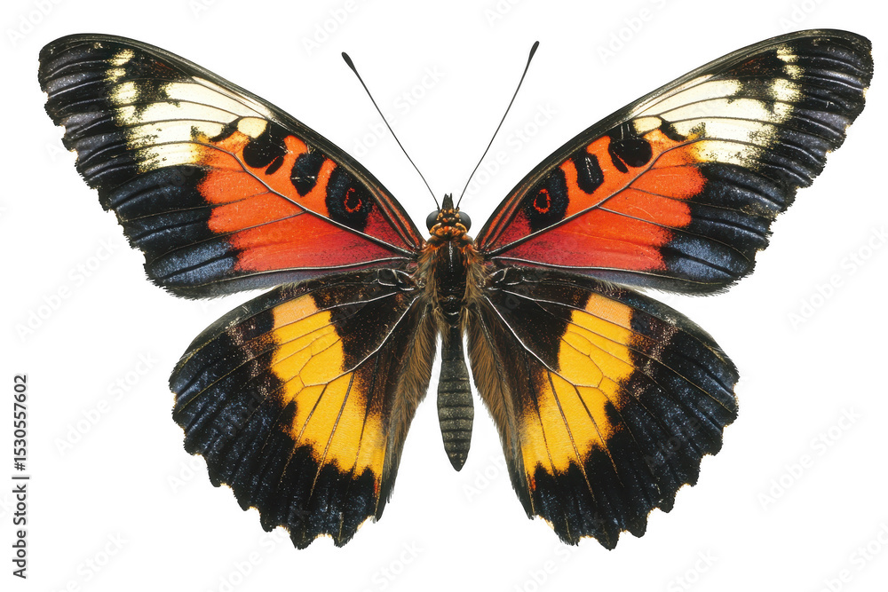 Fototapeta premium Stunning red orange butterfly wings isolated on a transparent background