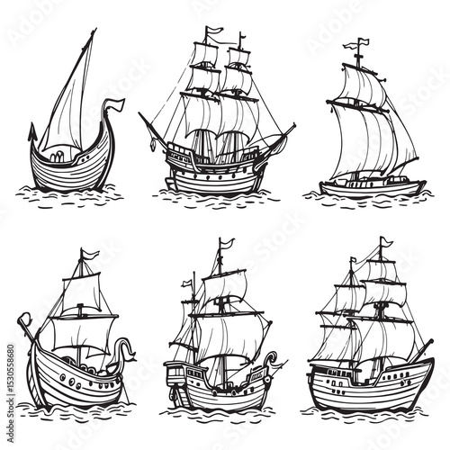 hand drawn boat sketch vector with clean lines