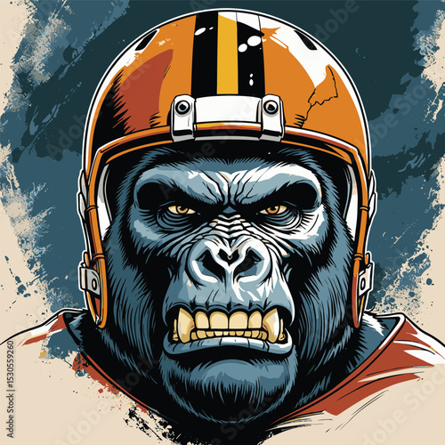 gorilla wearing american football helmet