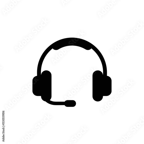 Headset with microphone icon representing support icons concept  