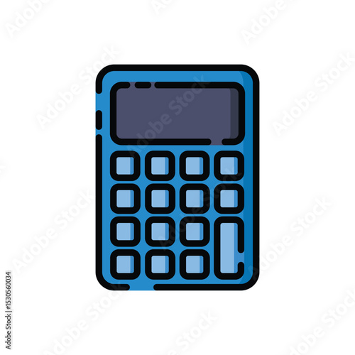 Scientific calculator features a sleek blue design with black buttons. Perfect for educational, scientific, and technical designs needing calculator visuals.
