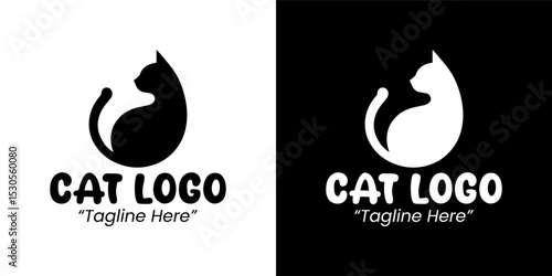 Unique and Professional Black and White Cat Logos for Business Branding