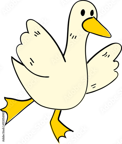 Hand Drawn Cartoon Goose Duck Bird Character Illustration