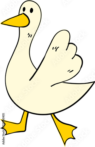 Hand Drawn Cartoon Goose Duck Bird Character Illustration