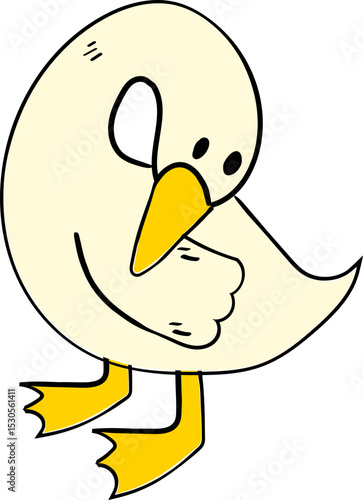 Hand Drawn Cartoon Goose Duck Bird Character Illustration