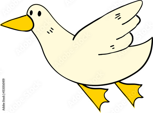 Hand Drawn Cartoon Goose Duck Bird Character Illustration