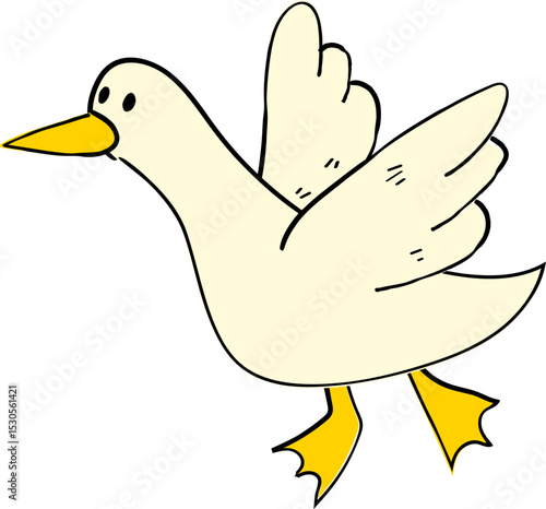 Hand Drawn Cartoon Goose Duck Bird Character Illustration