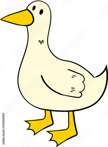 Hand Drawn Cartoon Goose Duck Bird Character Illustration