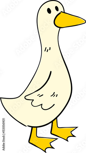 Hand Drawn Cartoon Goose Duck Bird Character Illustration