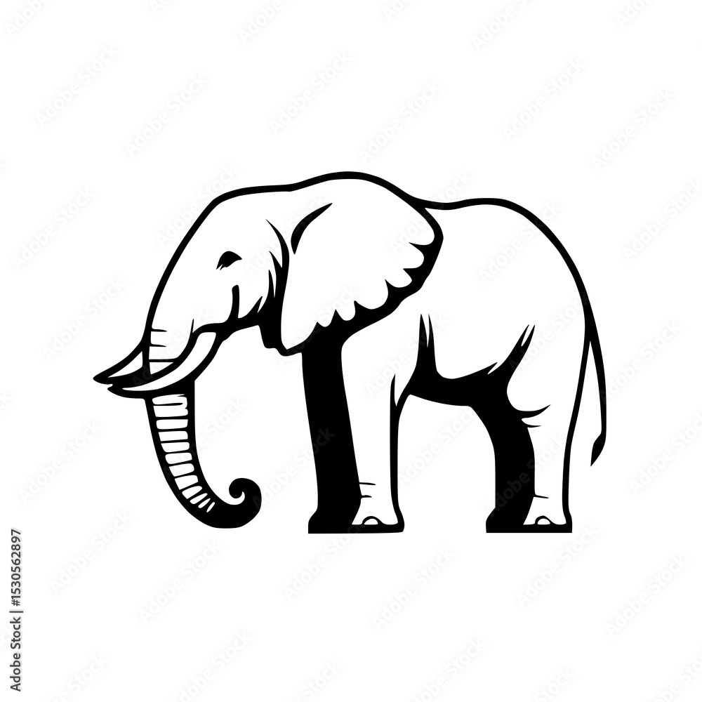 Obraz premium Simple Silhouette of a Standing Elephant