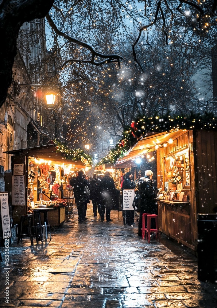 Obraz premium Enchanted Christmas Market at Night