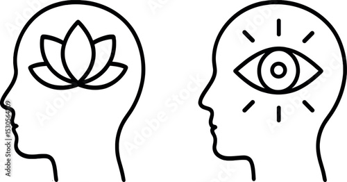 Mindfulness and intuition symbols in human profiles