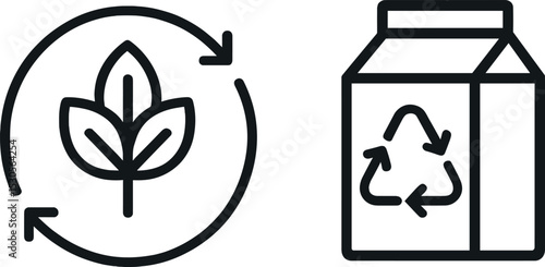 Eco-friendly packaging symbols: recycling and sustainability icons