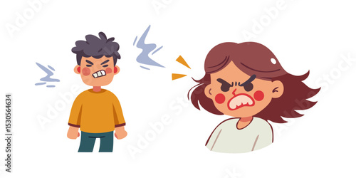 Furious boy and girl yelling during quarrel