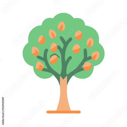 Tree with orange fruits and leafy branches