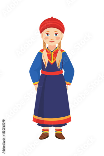 Woman in traditional Sami clothing standing
