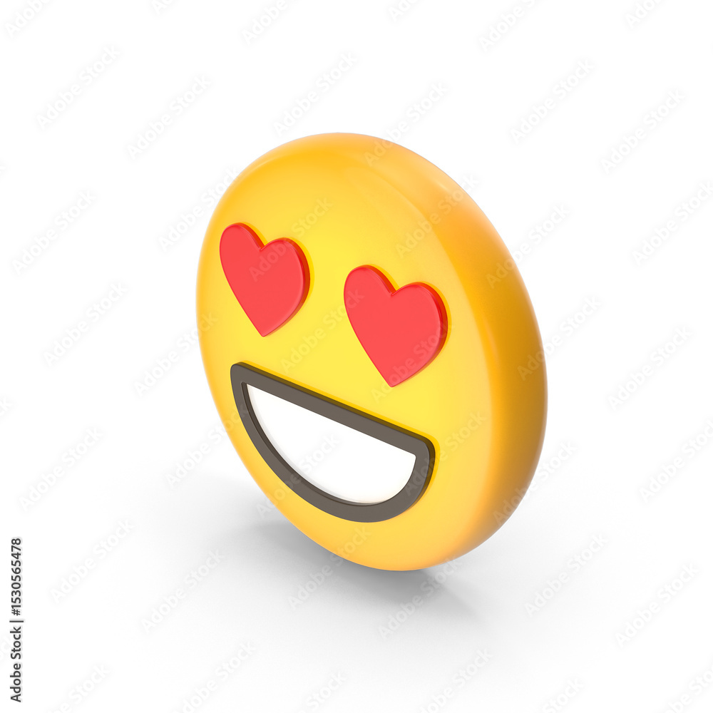Fototapeta premium Smiling face with heart eyes emoji icon isolated on transparent background