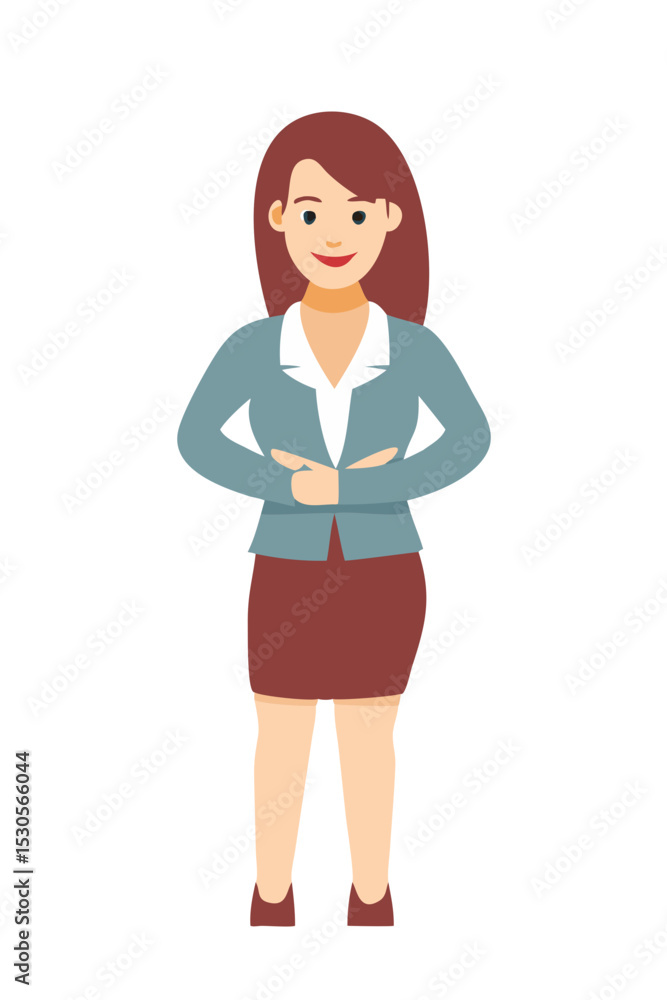 Cartoon businesswoman in teal jacket and skirt Cartoon businesswoman in teal jacket and skirt
