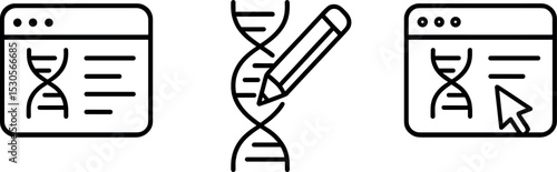 Genome editing symbol with dna strand and pencil icon in interface