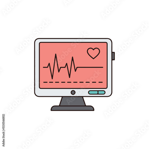 flat vector icon of health and medical equipment, heart rate monitor, suitable for infographic design and applications
