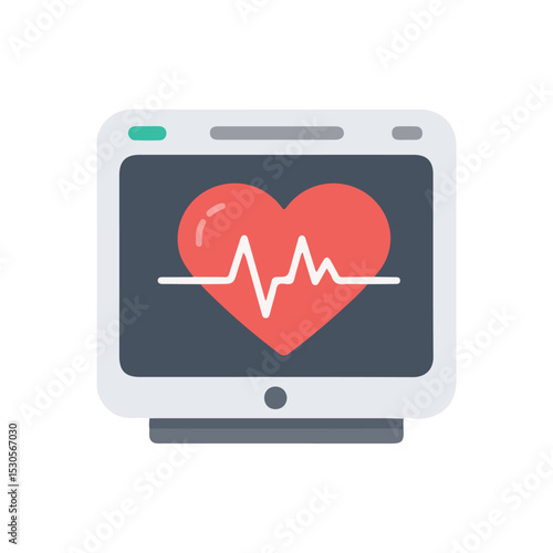 flat vector icon of health and medical equipment, heart rate monitor, suitable for infographic design and applications