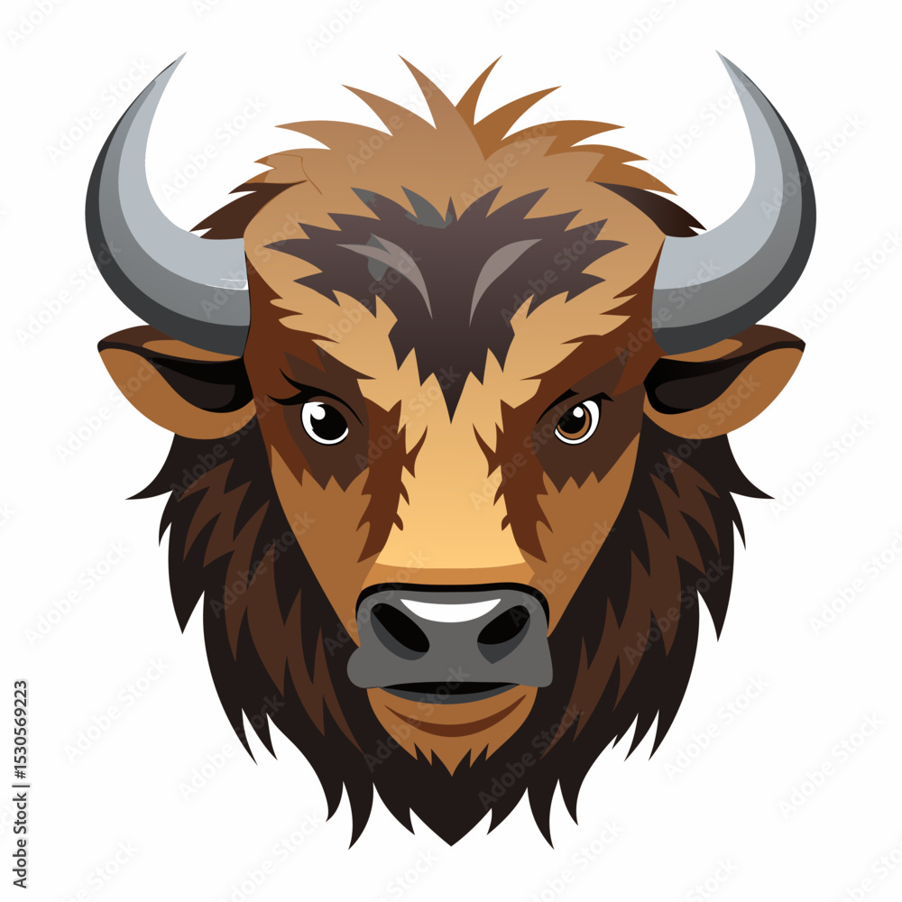 Fototapeta premium Detailed Bison Head Illustration on White Background for Banner or Advertisement Design 