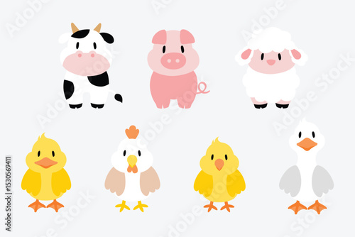 Farm animal cartoon - front view