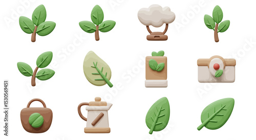 Adorable 3D plant icons perfect for eco designs nature projects and more incredibly cute
